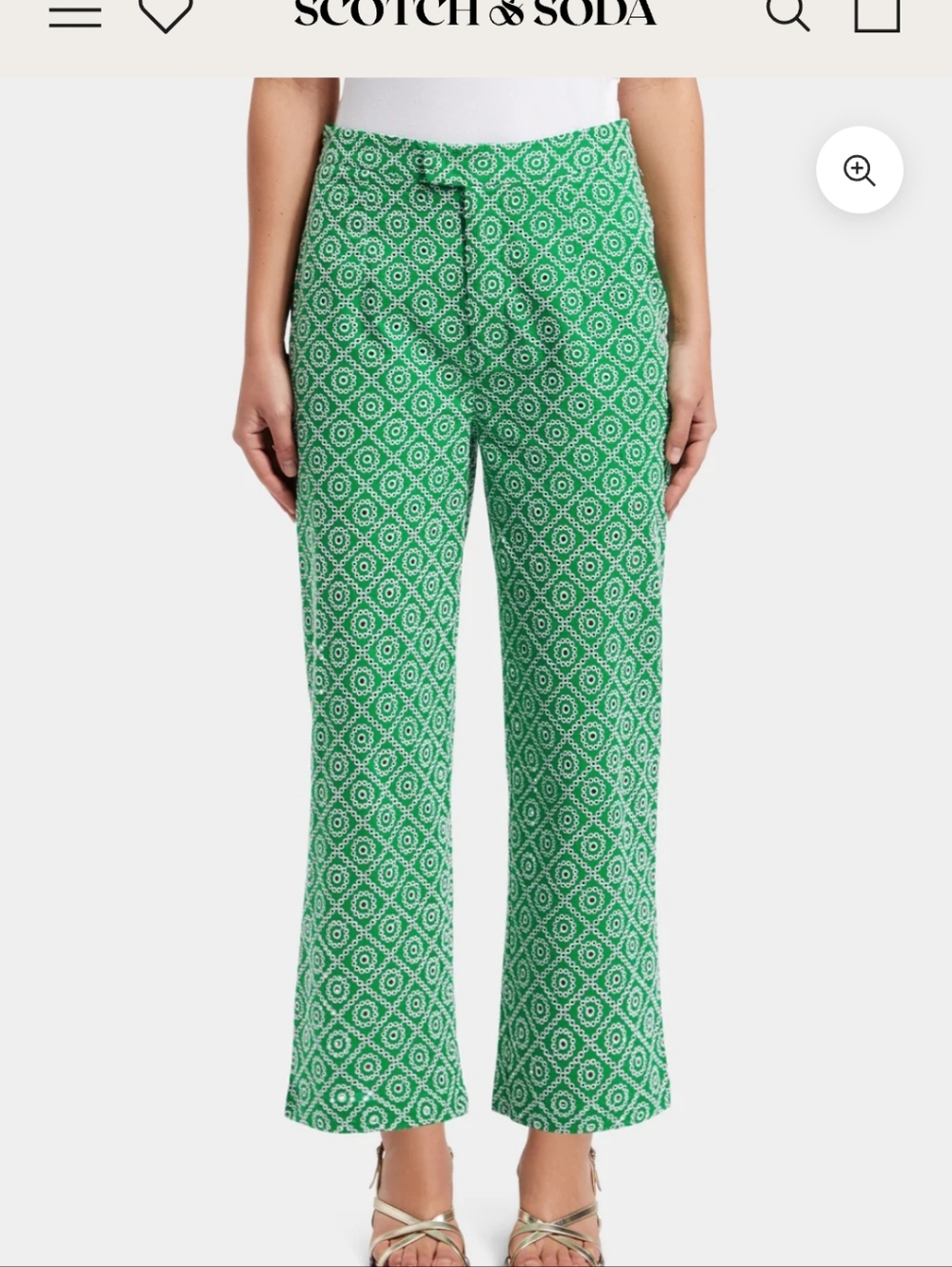 Scotch & Soda Broderie Straight Fit Pants Green Size L Boho Chic